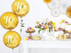90 Års Folieballon Guld