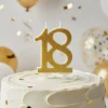 18 Års Glitter Kagelys Guld
