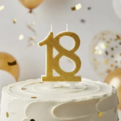 18 Års Glitter Kagelys Guld
