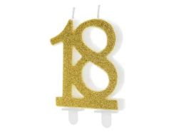 18 Års Glitter Kagelys Guld