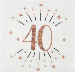 40 Års Konfetti Servietter Rosaguld