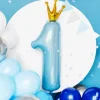 1 Års Krone Folieballon Lyseblå