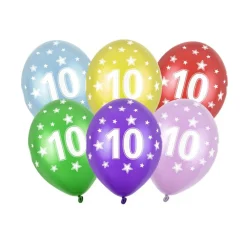 10 Års Metalliske Tal Latexballoner