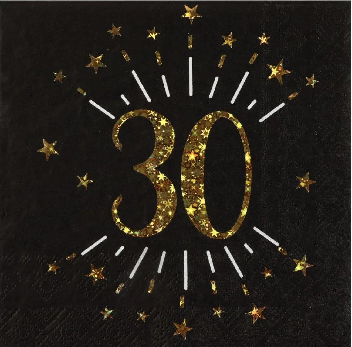 30 Års Servietter Glitter Guld/Sort