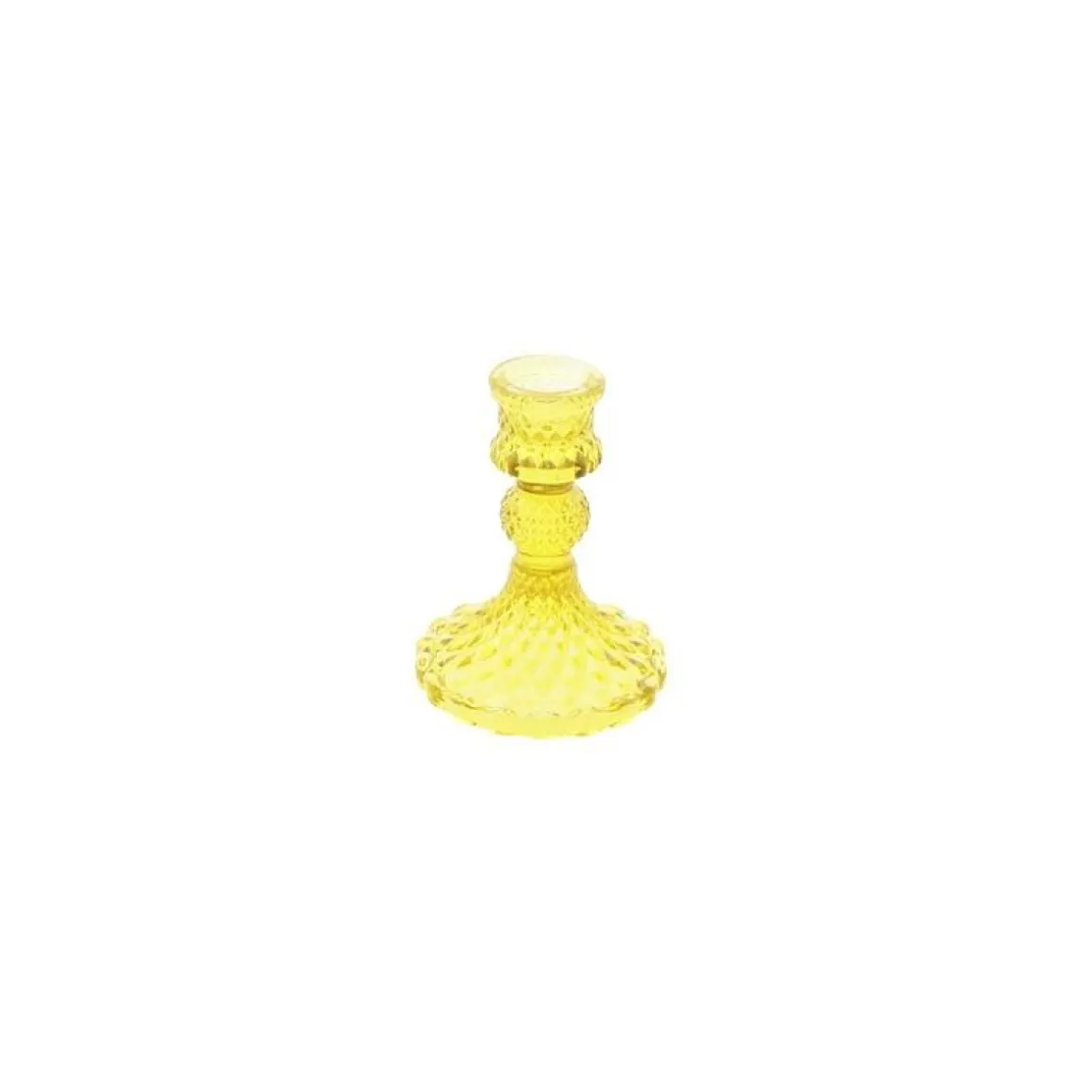 Antik Glas Lysestage Gul