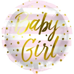 Baby Girl Folieballon Lyserød/Guld