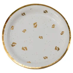Babyfødder Paptallerkener Hvid/Guld