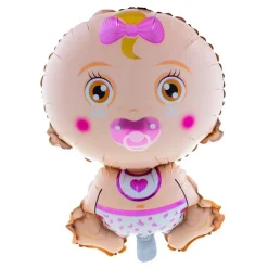 Babyfigur Folieballon Lyserød
