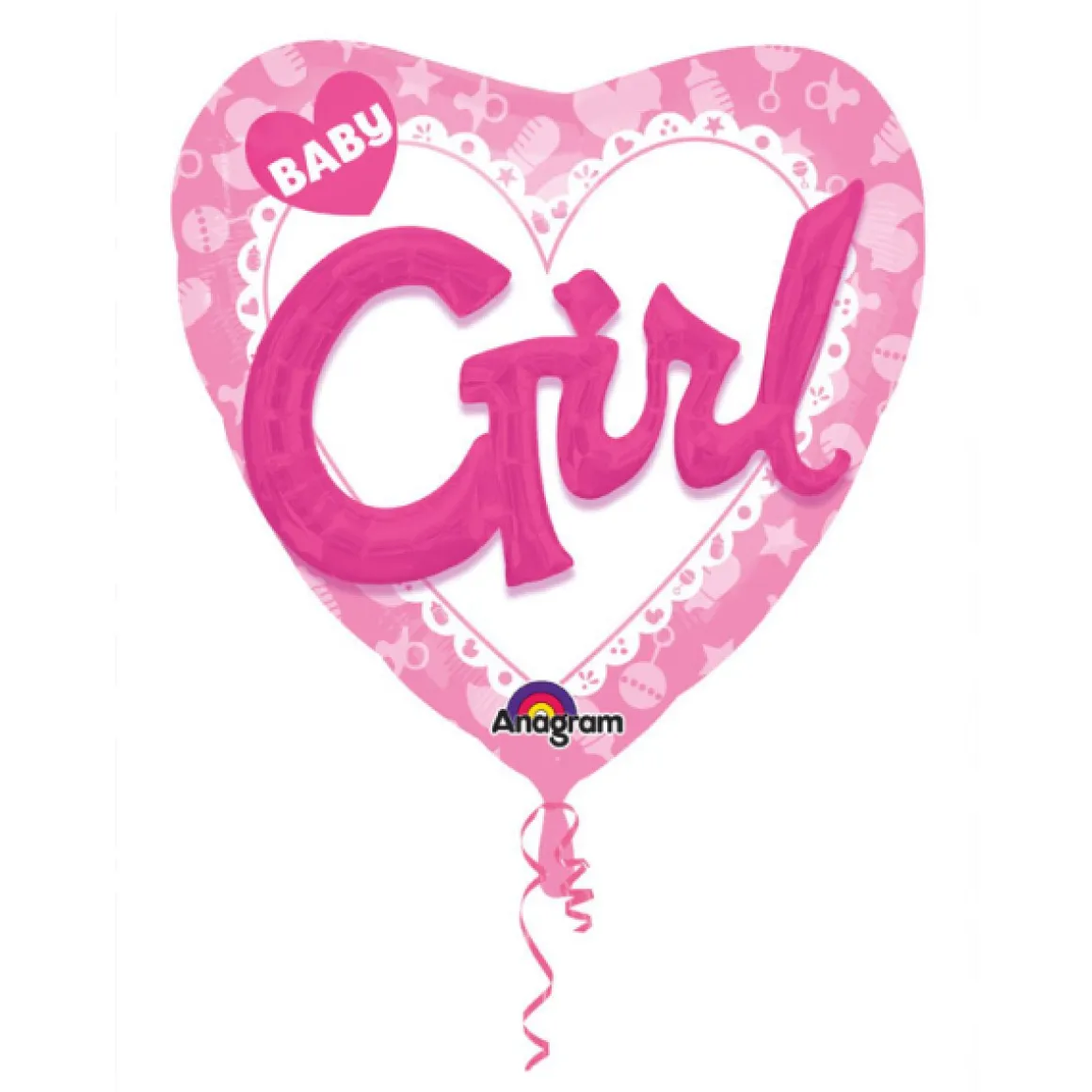 Baby Girl Hjerte Folieballon