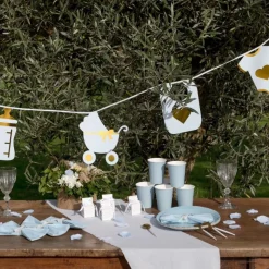 Babyshower Guirlande Lyseblå/Guld