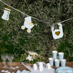 Babyshower Guirlande Lyseblå/Guld