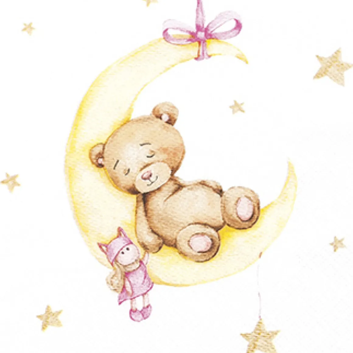 Bamse Servietter Hvid/Lyserød