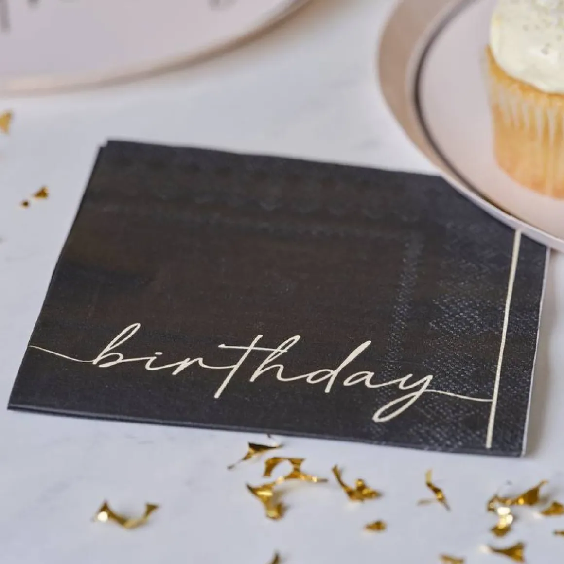 Birthday Servietter Sort
