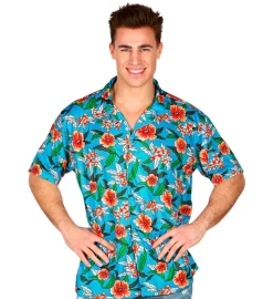 Blå Hawaiiskjorte med Blomster