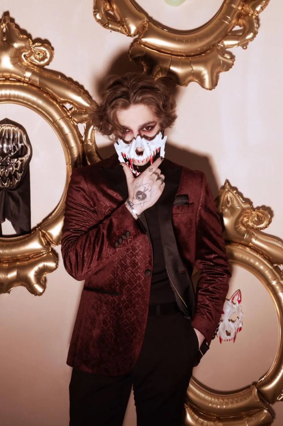 Blodig Skeletkæbe Maske