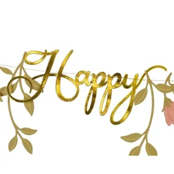 Blomster Happy Birthday Guirlande Guld