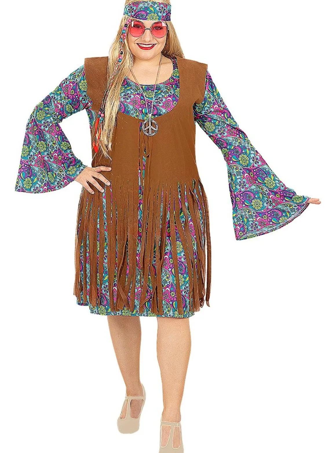 Blomster Hippie Kjole Kostume Plussize