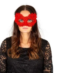 Blonde Maskerade Øjenmaske Rød