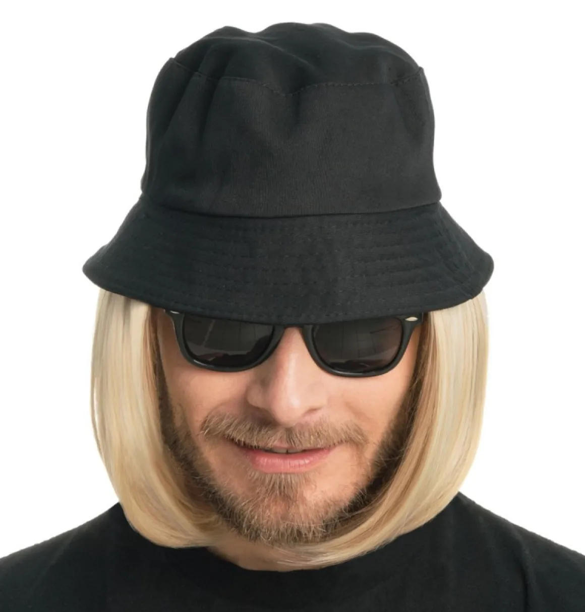 Blond Paryk Med Sort Bøllehat