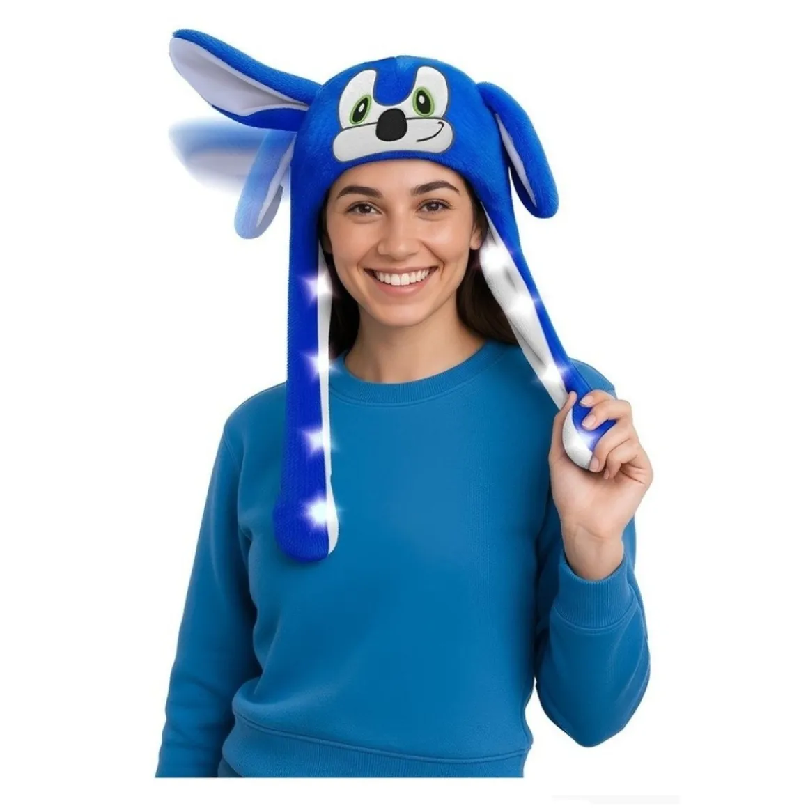 Blå Sonic Hat Med Lys