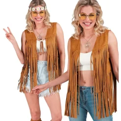 Boho Hippie Frynsevest Brun