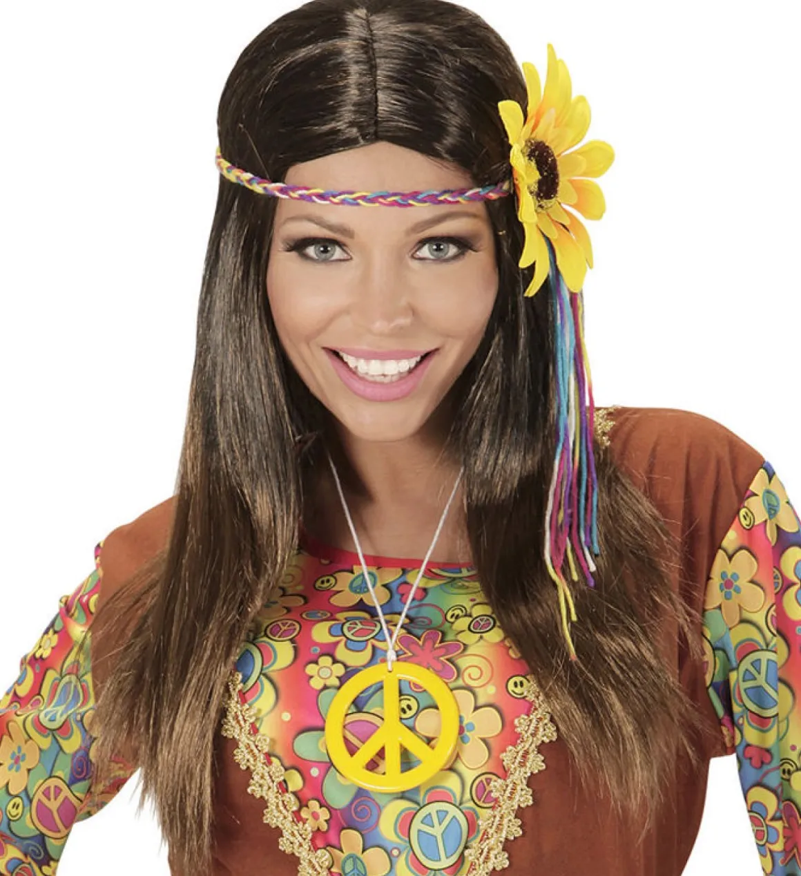 Brun Hippie Paryk Med Blomst