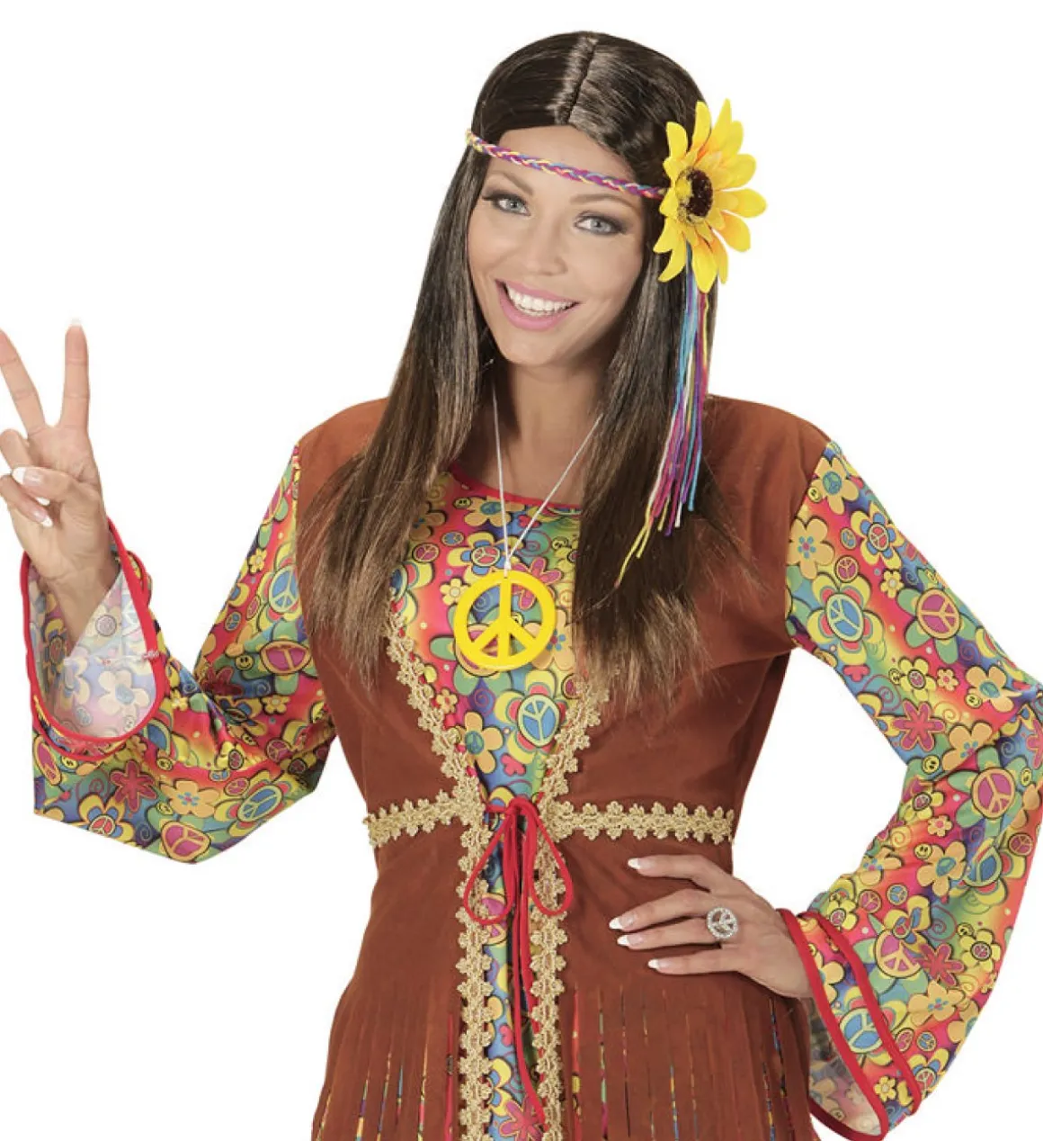 Brun Hippie Paryk Med Blomst
