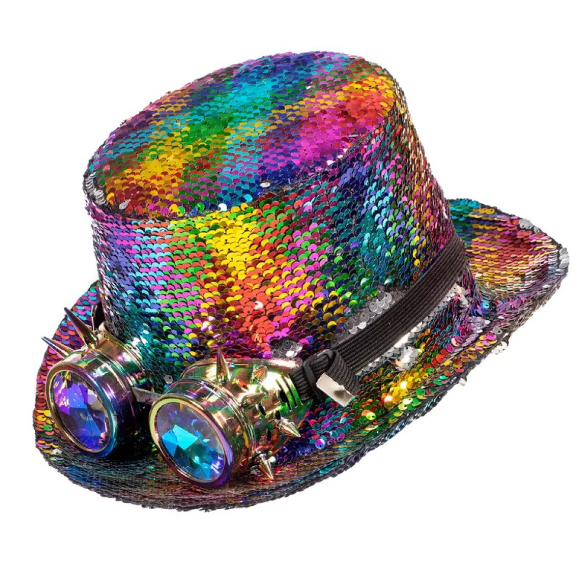 Burning Man Tophat Med Goggles Regnbue