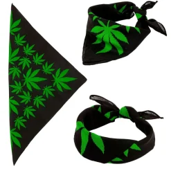 Cannabis Bandana Sort/Grøn