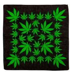 Cannabis Bandana Sort/Grøn