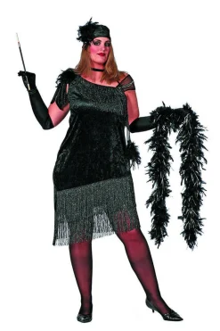 Charlestonkjole Plussize Sort/Sølv
