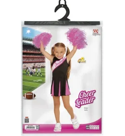 Cheerleader Sort/Pink Børnekostume