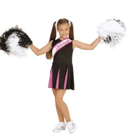 Cheerleader Sort/Pink Børnekostume
