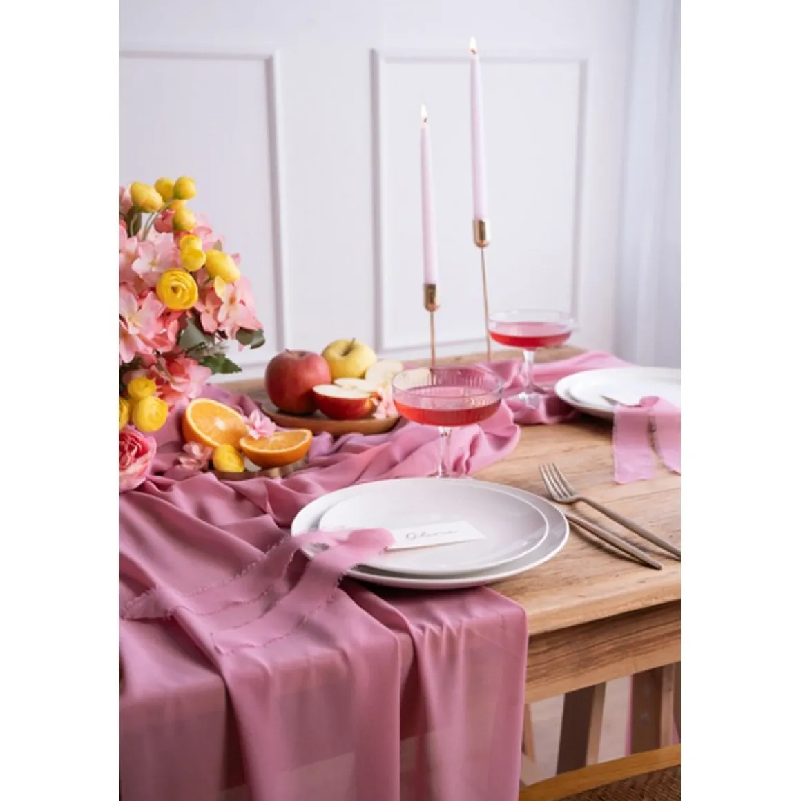 Chiffon Bordløber Rosa