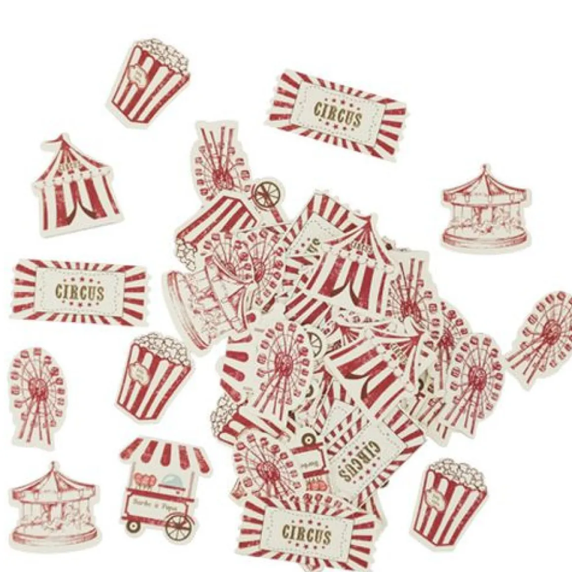 Cirkus Bordkonfetti Rød/Elfenben