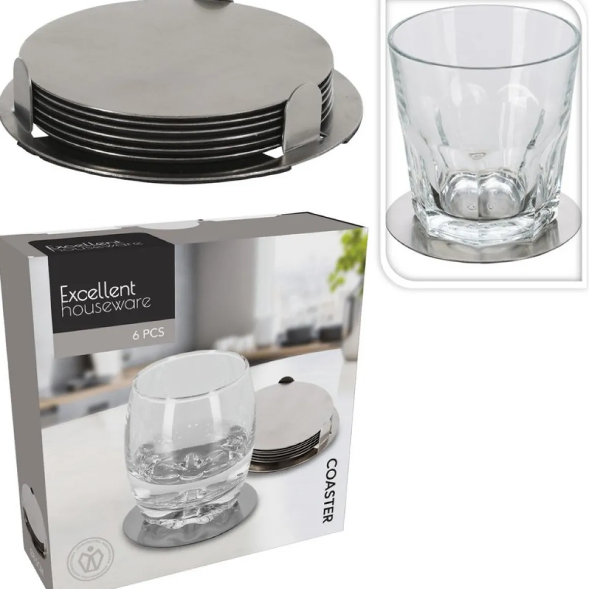 Coasters Rustfri Stål Sølv