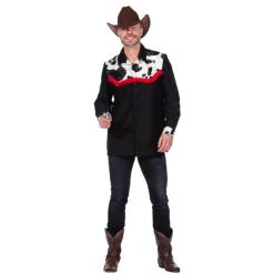 Cowboy Skjorte Sort/Hvid/Rød
