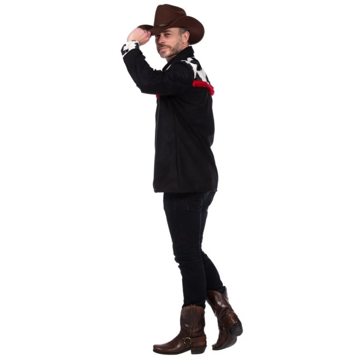 Cowboy Skjorte Sort/Hvid/Rød