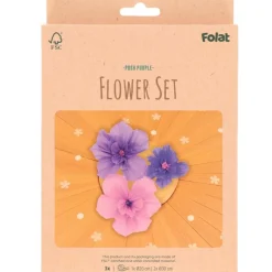 Crepe Papirblomster Lilla Mix