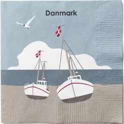 Danmark Båd Servietter Blå