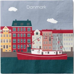 Danmark Båd Servietter Rød