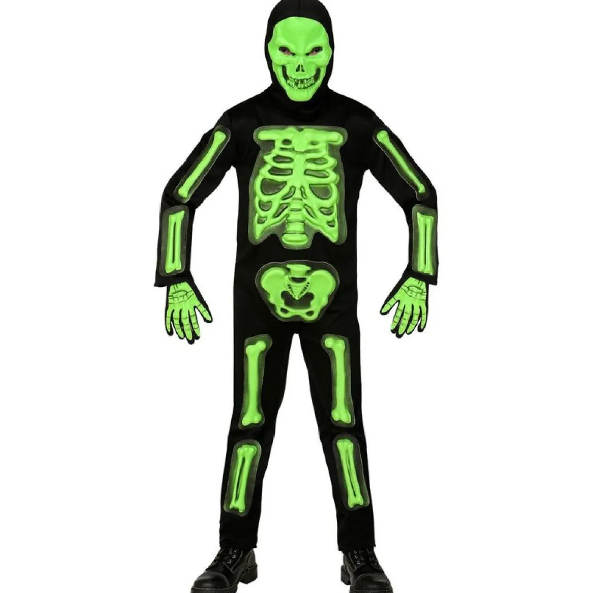 3D Grøn Skelet Børnekostume
