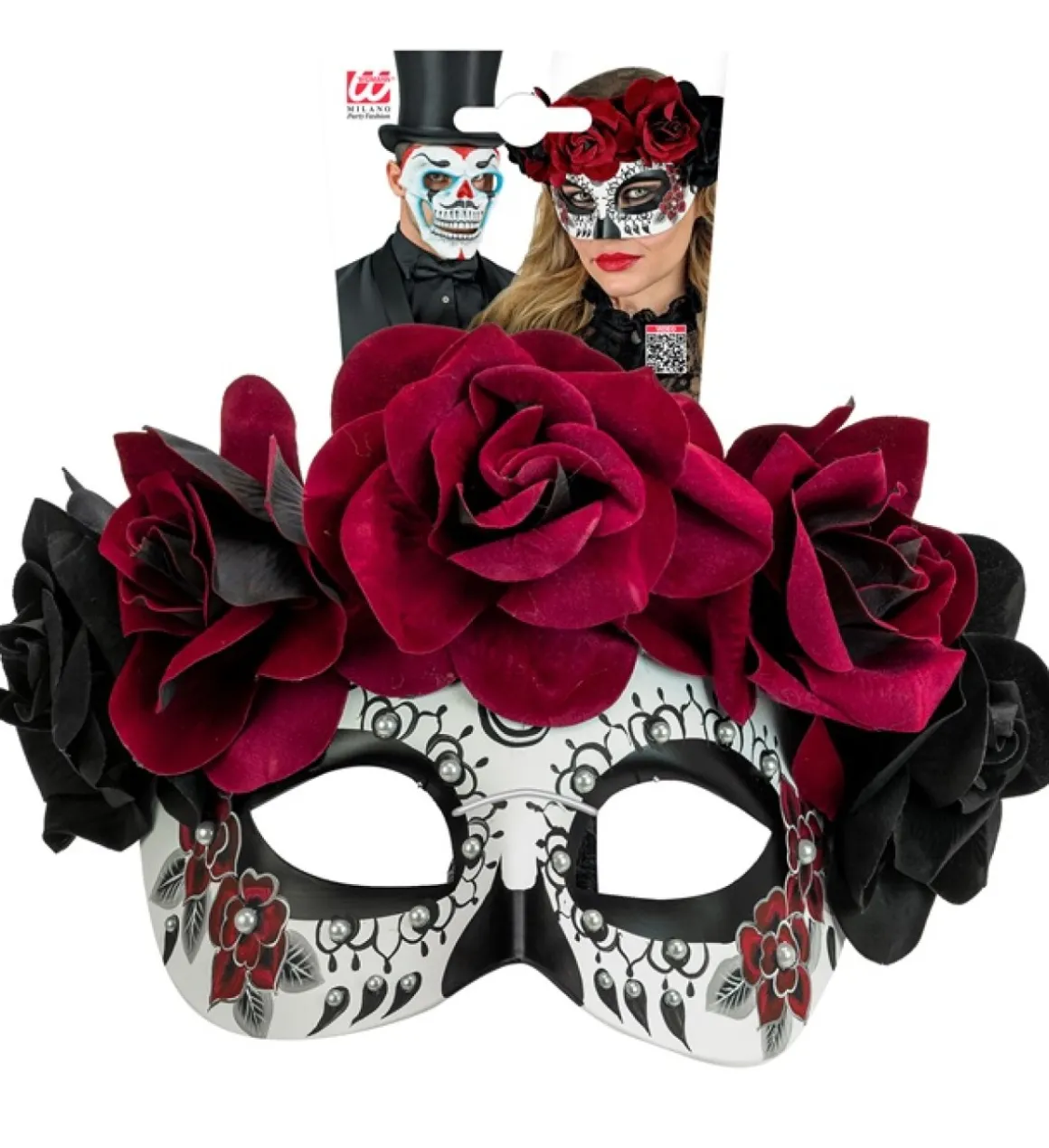 Dia de los Muertos Øjenmaske Vinrød