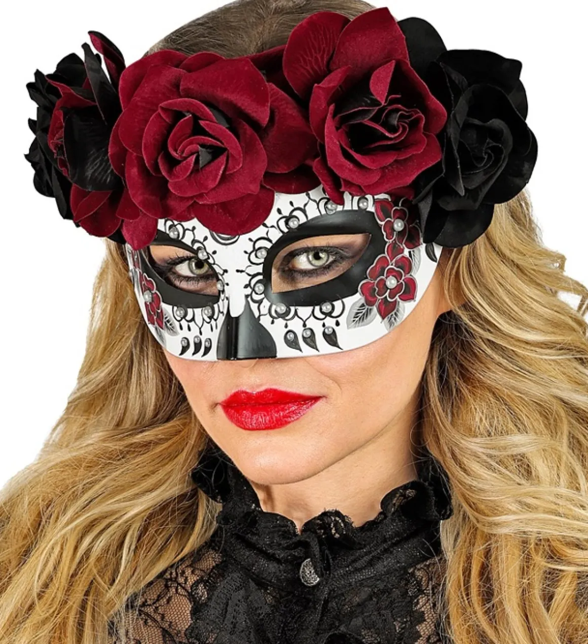 Dia de los Muertos Øjenmaske Vinrød