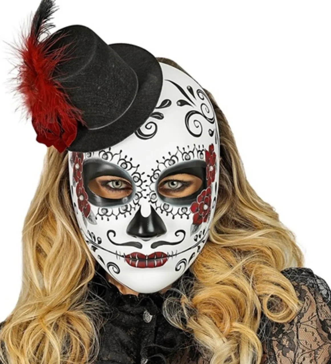 Dia de los Muertos Maske Sort/Rød