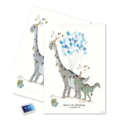 Dinosaur Fingeraftryk Plakat Blå