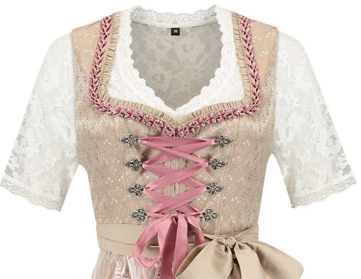 Dirndl Amelia Champagne/Lyserød