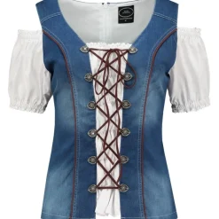Dirndl Bluse Denim Blå