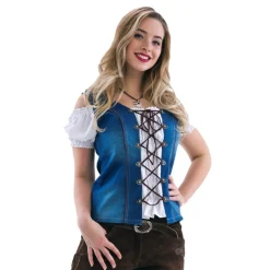 Dirndl Bluse Denim Blå