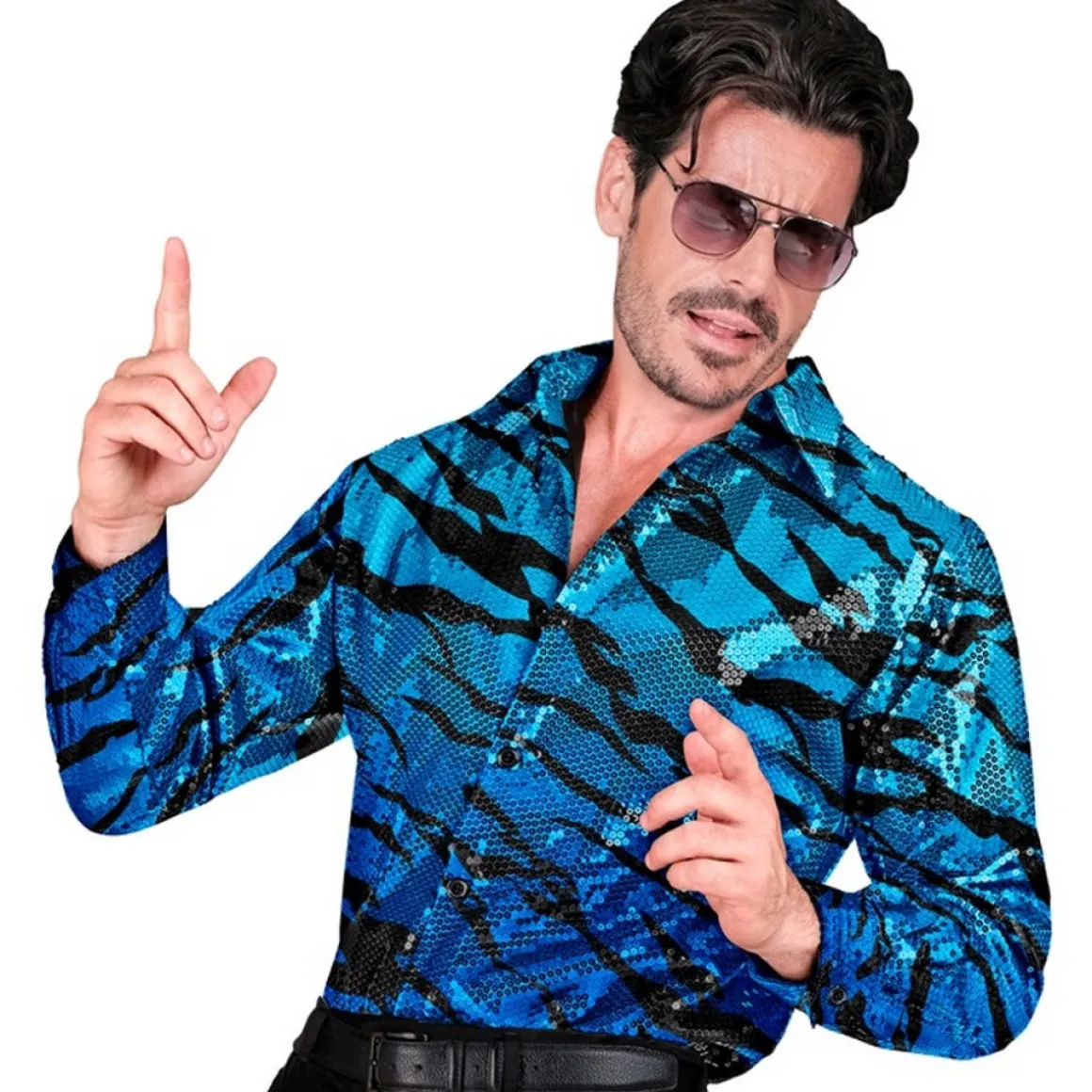 Disco Pailletskjorte Blå